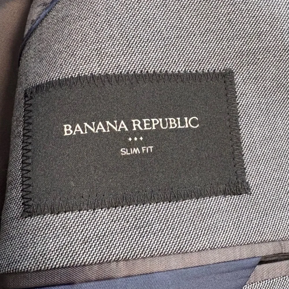 Banana Republic Mens 42R Slim Fit Gray Blazer Suit Jacket‎ Sport Coat Stretch